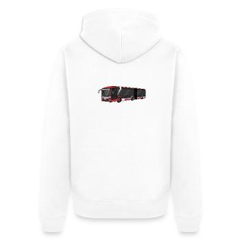 Bus - Unisex Premium Bio Zip Hoodie - Weiß - Hinten - Thijin (182cm)