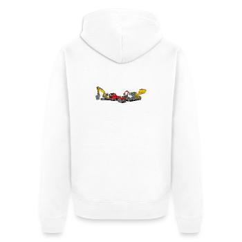 Baumaschinen Fuhrpark - Unisex Premium Bio Zip Hoodie - Weiß - Hinten - Thijin (182cm)