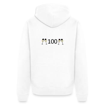 100th Birthday 100th Anniversary 100 Number 100 - Unisex Premium Organic Zip Hoodie - white - Back - Thijin (182cm)