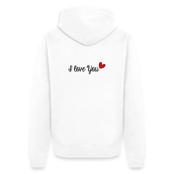 ICH LIEBE DICH. LIEBE. PAAR. GERADE VERHEIRATET. Junggesellinnenabschied - Unisex Premium Bio Zip Hoodie - Weiß - Hinten - Thijin (182cm)
