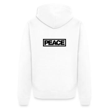 Typo PEACE Kontur 1C - Unisex Premium Bio Zip Hoodie - Weiß - Hinten - Thijin (182cm)