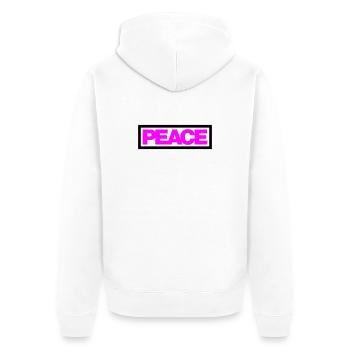 Typo PEACE Kontur 2C - Unisex Premium Bio Zip Hoodie - Weiß - Hinten - Thijin (182cm)