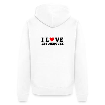 I Love les Merguez - Veste à capuche bio Premium Unisexe - blanc - Dos - Thijin (182cm)