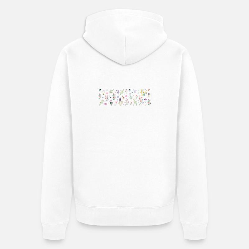 Imprimé botanique Midnight Bloom - Veste à capuche bio Premium Unisexe - blanc