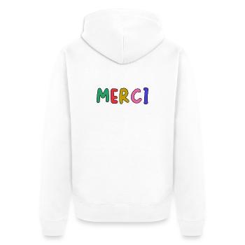 MISTRESS. THANK YOU. THANK YOU MISTRESS. GIFT - Unisex Premium Organic Zip Hoodie - white - Back - Thijin (182cm)