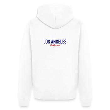 Los Angeles - Californie - Californie - États-Unis - Veste à capuche bio Premium Unisexe - blanc - Dos - Thijin (182cm)
