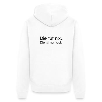Die tut nix - Unisex Premium Bio Zip Hoodie - Weiß - Hinten - Thijin (182cm)