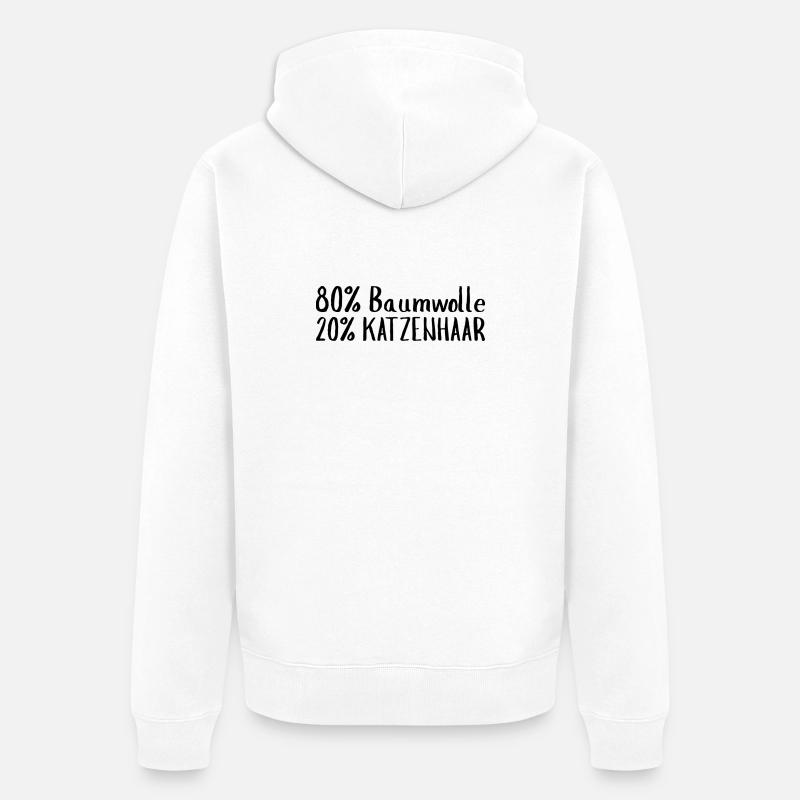 80% Baumwolle 20% Katzenhaar Katze - Unisex Premium Bio Zip Hoodie - Weiß