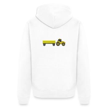Traktor - Unisex Premium Bio Zip Hoodie - Weiß - Hinten - Thijin (182cm)