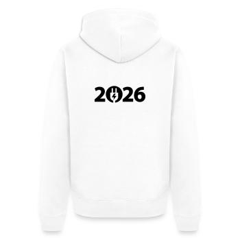 Électricien 2026, Technicien en électronique 2026, Électricité 2026 - Veste à capuche bio Premium Unisexe - blanc - Dos - Thijin (182cm)
