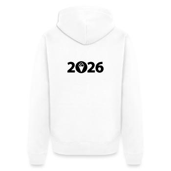 Eis 2026, Eiscreme 2026, Urlaub 2026 - Unisex Premium Bio Zip Hoodie - Weiß - Hinten - Thijin (182cm)