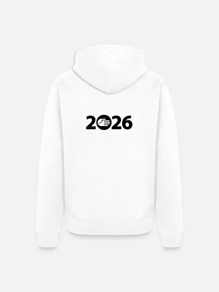 Hallo, Freundschaft 2026 - Unisex Premium Bio Zip Hoodie - Weiß
