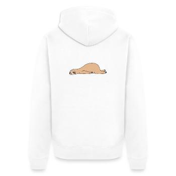 Funny Lazy Sloth Lying Down Tired Sleeping Animal  - Unisex Premium Organic Zip Hoodie - white - Back - Thijin (182cm)