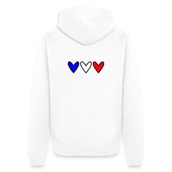 HERZ. HERZ. VALENTINSTAG. LIEBE. LIEBE. PAAR. - Unisex Premium Bio Zip Hoodie - Weiß - Hinten - Thijin (182cm)