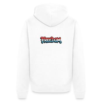 Freedom Typography Statement Design - Unisex Premium Organic Zip Hoodie - white - Back - Thijin (182cm)