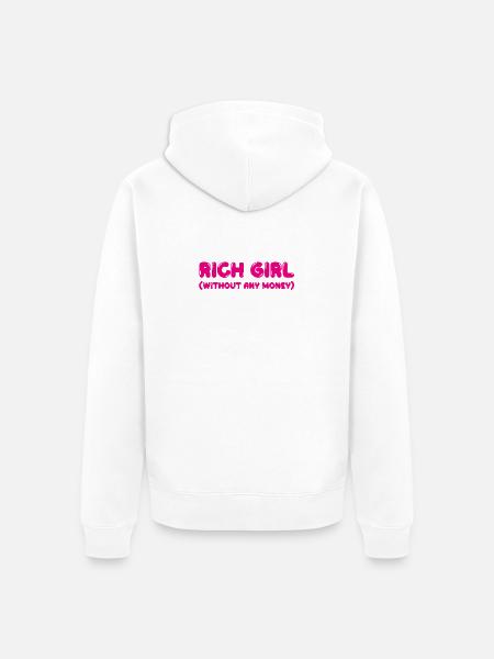 Femme riche – sans argent - Veste à capuche bio Premium Unisexe - blanc