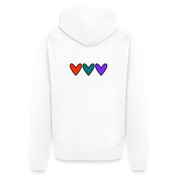 HERZ. ICH LIEBE MAMA. MAMA. MUTTERTAG. HERZ. - Unisex Premium Bio Zip Hoodie - Weiß - Hinten - Thijin (182cm)