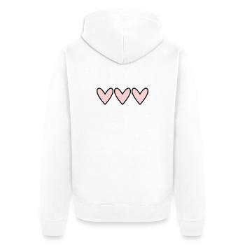 HERZ. PAAR. VALENTINSTAG. GERADE VERHEIRATET. Junggesellinnenabschied. - Unisex Premium Bio Zip Hoodie - Weiß - Hinten - Thijin (182cm)