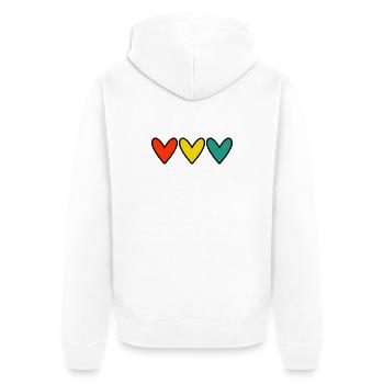 HERZ. HERZ. VALENTINSTAG. LIEBE. LIEBE. PAAR. - Unisex Premium Bio Zip Hoodie - Weiß - Hinten - Thijin (182cm)