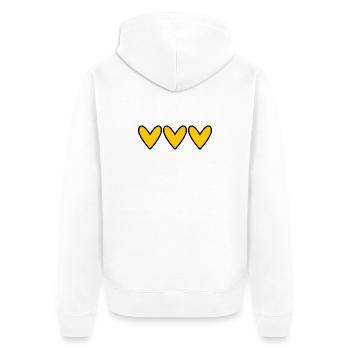 HERZ. PAAR. VALENTINSTAG. GERADE VERHEIRATET. Junggesellinnenabschied. - Unisex Premium Bio Zip Hoodie - Weiß - Hinten - Thijin (182cm)