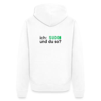 ich: SUDO und du so? Linux Programmierer - dunkel - Unisex Premium Bio Zip Hoodie - Weiß - Hinten - Thijin (182cm)