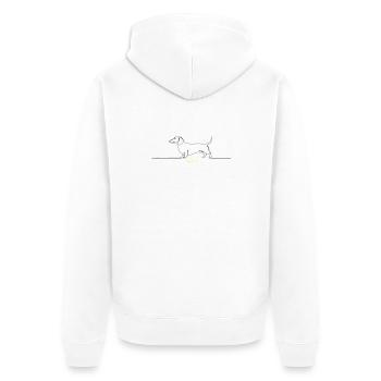 Dackel Stur Line Art Spruch - Unisex Premium Bio Zip Hoodie - Weiß - Hinten - Thijin (182cm)