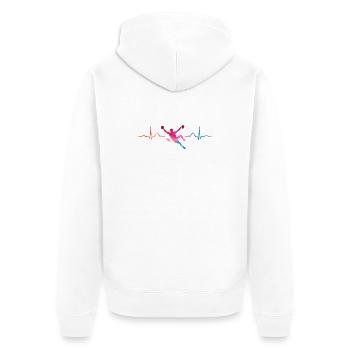 Boulderer heartbeat Bouldering Bouldering - Unisex Premium Organic Zip Hoodie - white - Back - Thijin (182cm)