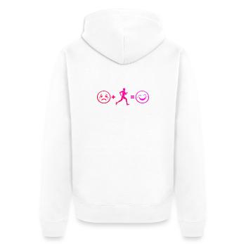 Laufsport Geschenkidee für ein Laufsport Liebhaber - Unisex Premium Bio Zip Hoodie - Weiß - Hinten - Thijin (182cm)