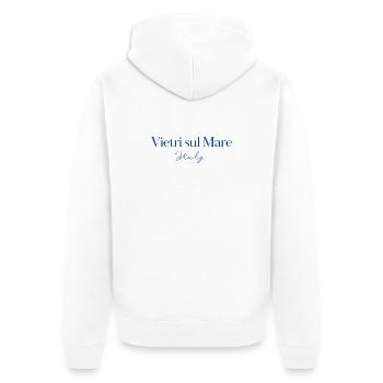 Vietri sul Mare Italy Script - Unisex Premium Organic Zip Hoodie - white - Back - Thijin (182cm)