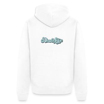 Dad life père papa fête des pères rétro - Veste à capuche bio Premium Unisexe - blanc - Dos - Thijin (182cm)