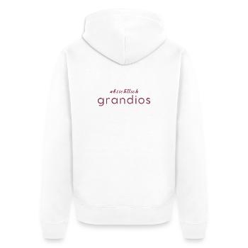 Absichtlich grandios - Unisex Premium Bio Zip Hoodie - Weiß - Hinten - Thijin (182cm)