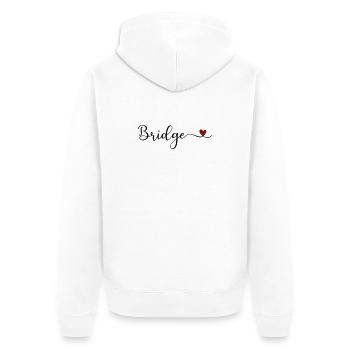 Bridge - Unisex Premium Bio Zip Hoodie - Weiß - Hinten - Thijin (182cm)