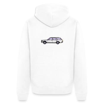 MB W123 T Model Kombi ...(25) - Unisex Premium Bio Zip Hoodie - Weiß - Hinten - Thijin (182cm)