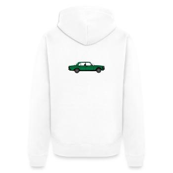 MB W123 ,Youngtimer ,Oldtimer, seitlich ..(25) - Unisex Premium Bio Zip Hoodie - Weiß - Hinten - Thijin (182cm)