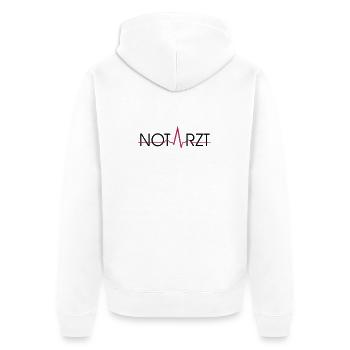 Notarzt Schriftzug - Unisex Premium Bio Zip Hoodie - Weiß - Hinten - Thijin (182cm)