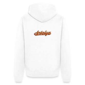Antalya Lettering Retro Design - Unisex Premium Organic Zip Hoodie - white - Back - Thijin (182cm)