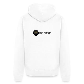 Goldene Wellen auf Schwarz - Unisex Premium Bio Zip Hoodie - Weiß - Hinten - Thijin (182cm)