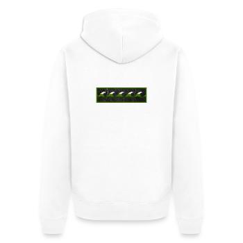 Wellenreiter Logo Grün Weiss Schwarz - Unisex Premium Bio Zip Hoodie - Weiß - Hinten - Thijin (182cm)
