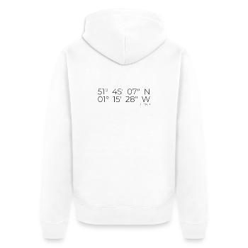 Coordonnées Oxford, Angleterre - Veste à capuche bio Premium Unisexe - blanc - Dos - Thijin (182cm)
