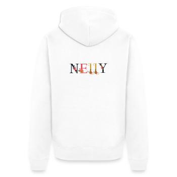 Nom NELLY décoré de fleurs - Veste à capuche bio Premium Unisexe - blanc - Dos - Thijin (182cm)