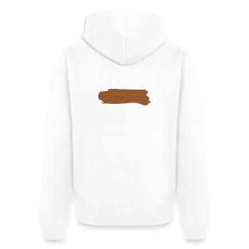 Rustikales T-Shirt-Design mit Holzmaserung - Unisex Premium Bio Zip Hoodie - Weiß - Hinten - Thijin (182cm)