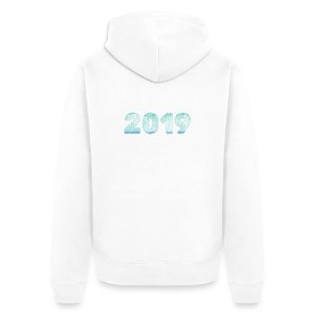 2019 with artistic watercolor design - Unisex Premium Organic Zip Hoodie - white - Back - Thijin (182cm)