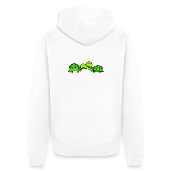 2 tortues se câlinant, un doux couple qui s'embrasse, une équipe amoureuse - Veste à capuche bio Premium Unisexe - blanc - Dos - Thijin (182cm)