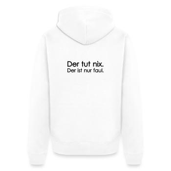 Der tut nix - Unisex Premium Bio Zip Hoodie - Weiß - Hinten - Thijin (182cm)