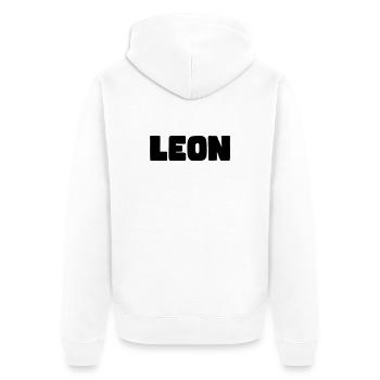 Leon Name - Unisex Premium Bio Zip Hoodie - Weiß - Hinten - Thijin (182cm)