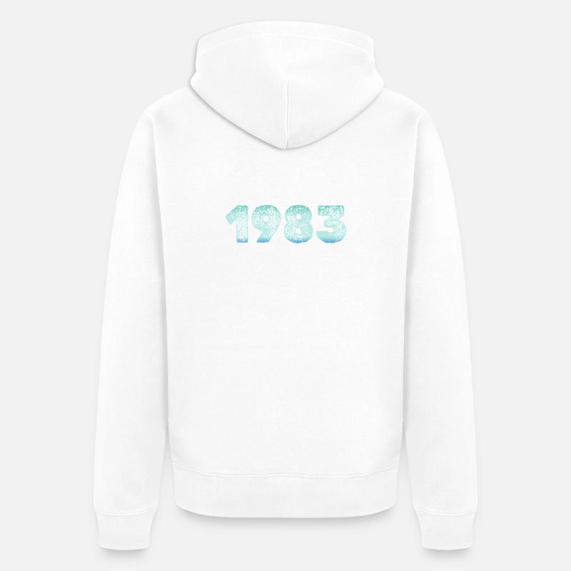 1983 Grunge Gradient Digits - Veste à capuche bio Premium Unisexe - blanc