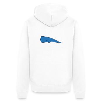 Blue Whale Minimalistisch Faules Schläfriges Design - Unisex Premium Bio Zip Hoodie - Weiß - Hinten - Thijin (182cm)
