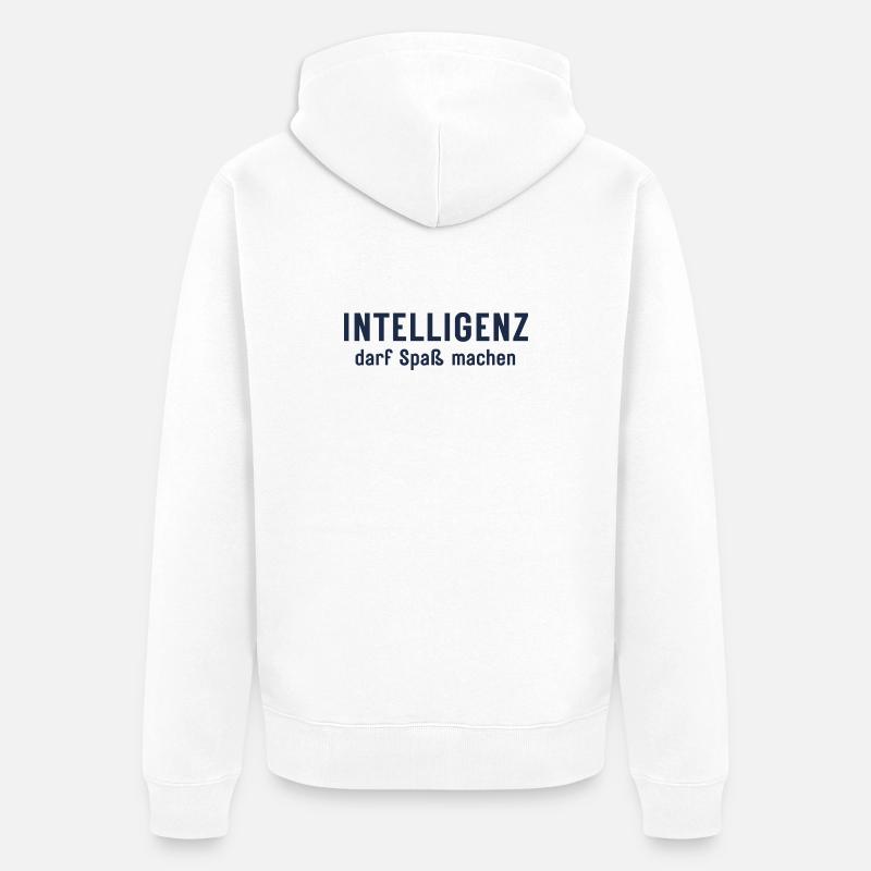 Intelligence can be fun Statement Design - Unisex Premium Organic Zip Hoodie - white