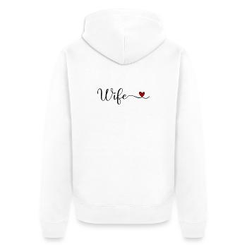 Ehefrau - Unisex Premium Bio Zip Hoodie - Weiß - Hinten - Thijin (182cm)