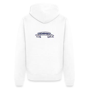 Feminist Crest Ribbon Design - Unisex Premium Organic Zip Hoodie - white - Back - Thijin (182cm)